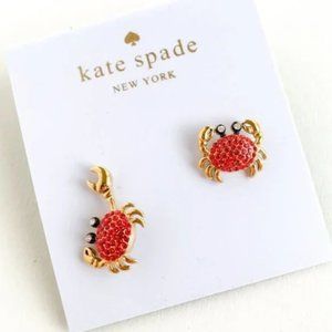 Kate Spade Shore Thing Pave Crab Studs Earrings (12K Gold-Plated) (NWT)